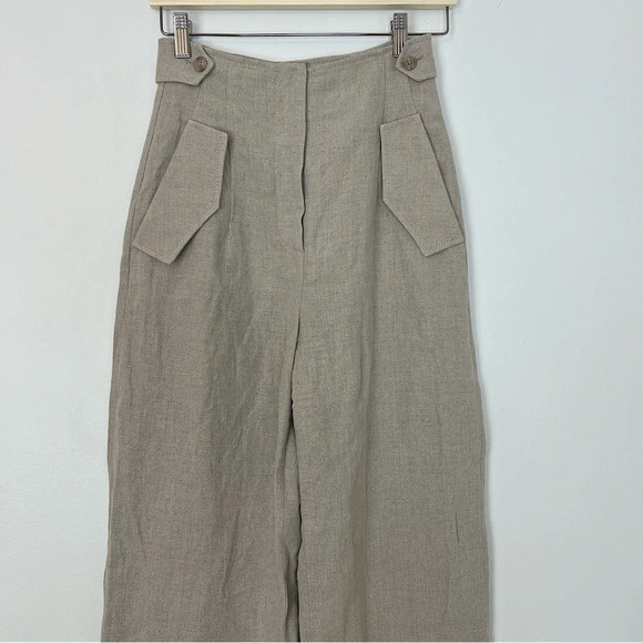 Alberta Ferretti High Waist Wide Leg Linen Pants Beige Oatmeal IT 38 US 2 NWT - Picture 3 of 10